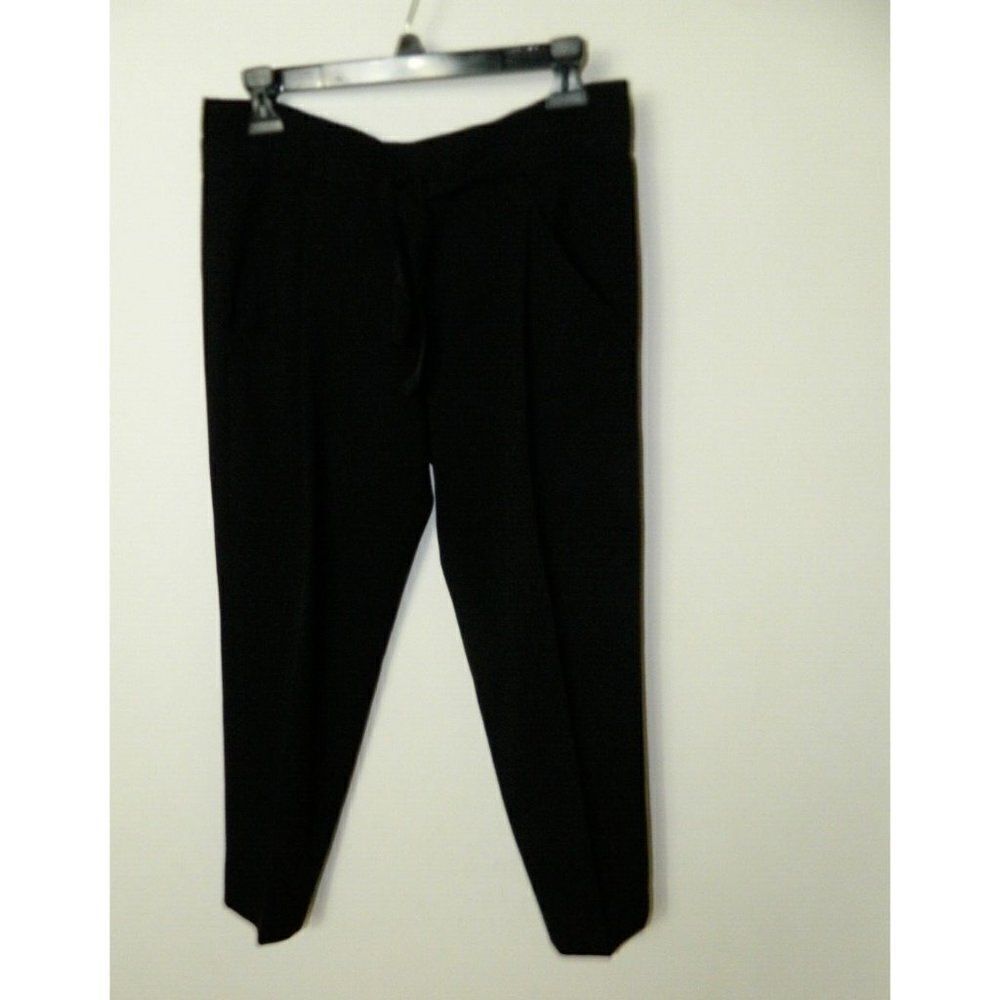 VINCE Pants Women's Black High Waisted Paper Bag Tie Cropped Pockets Size 4 - Picture 10 of 11